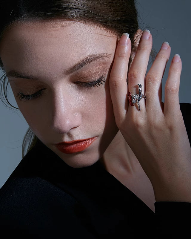 【FAITMAIN】MoonStone Red Glaze Ring pg1245