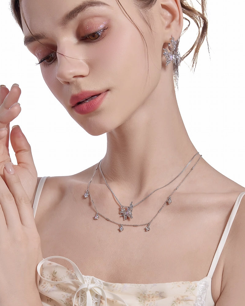 [MASW] Butterfly Dance Flower Layer Necklace pg277