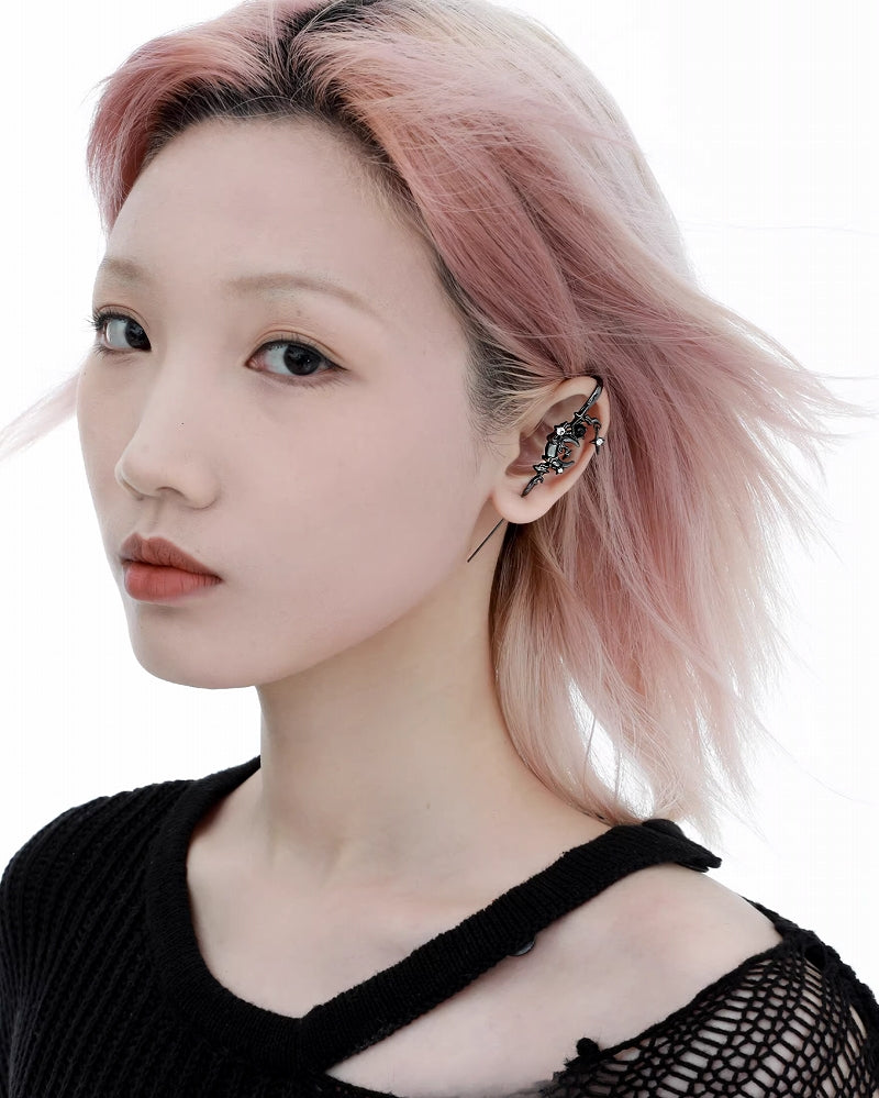 【1ST XULIE】Moon Black Earrings pg1231