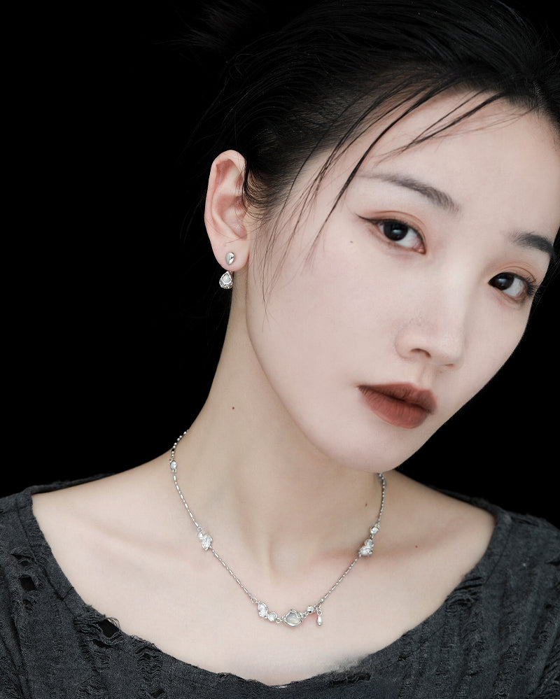 【1ST XULIE】Water Drop White Agate Earrings pg1985