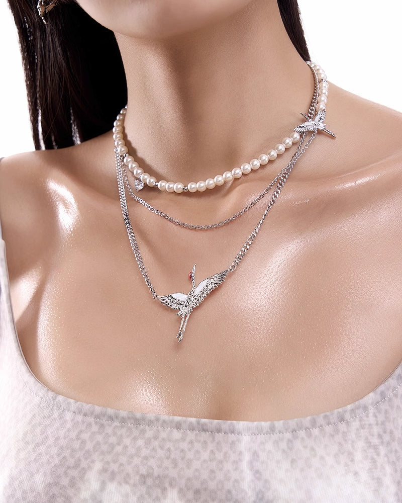 Flying Crane Layer Necklace