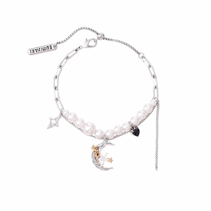 【SUMIYAKI】Star And Moon Pearl Bracelet pg1685