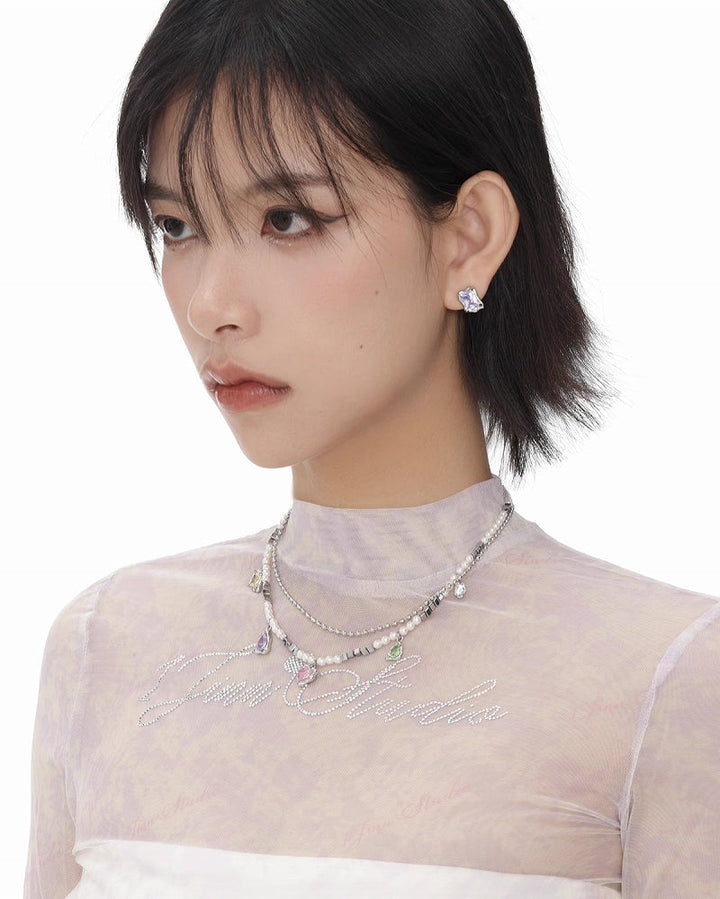 【SUMIYAKI】Small Purple Zirconia Earrings pg1635