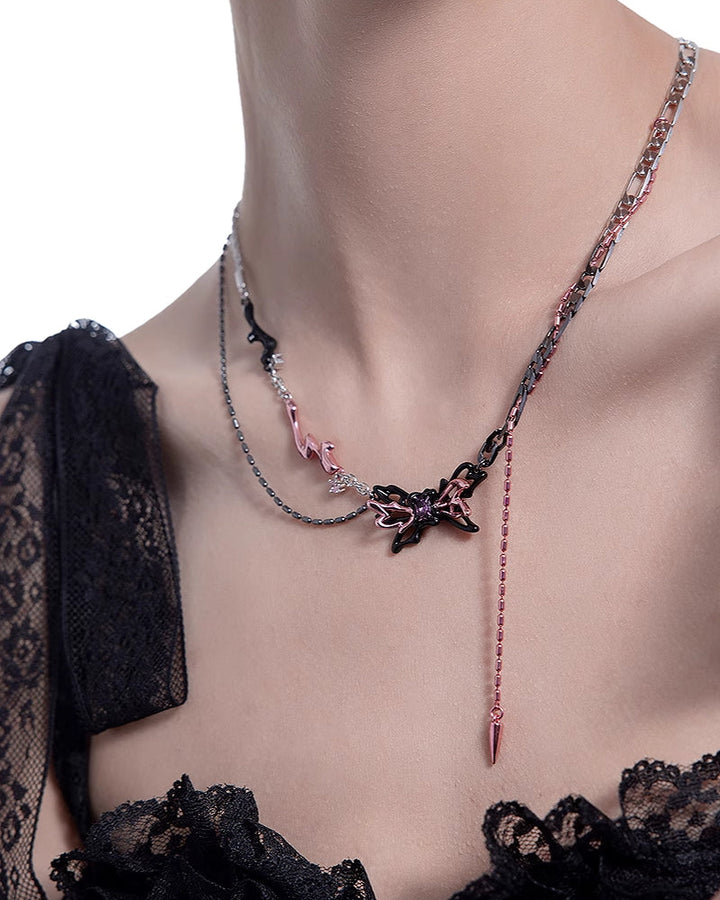 【MASW】Black & Pink Butterfly Necklace01 pg158