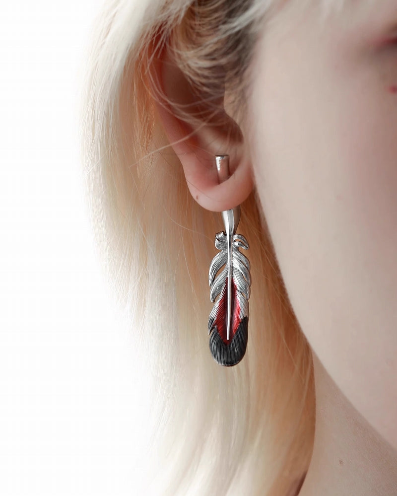 Floating Crane Feather Earrings