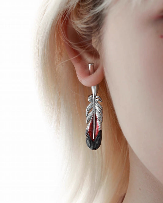 Floating Crane Feather Earrings