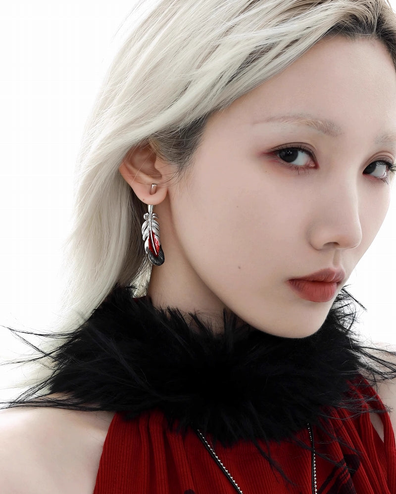 Floating Crane Feather Earrings