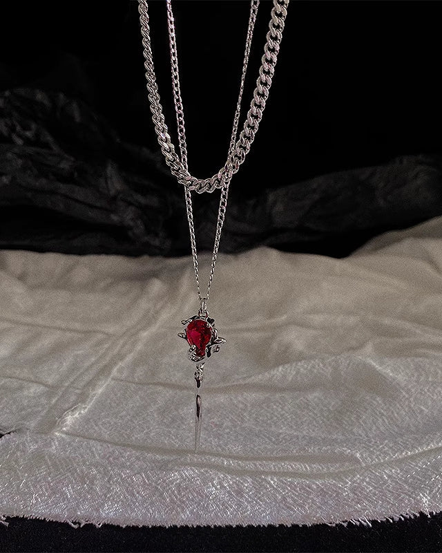 [Insomnia Artist] Red Rose Double Layer Necklace pg1459