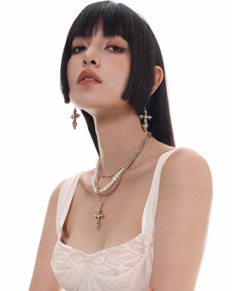 [SUMIYAKI] Baroque Cross Earrings pg108