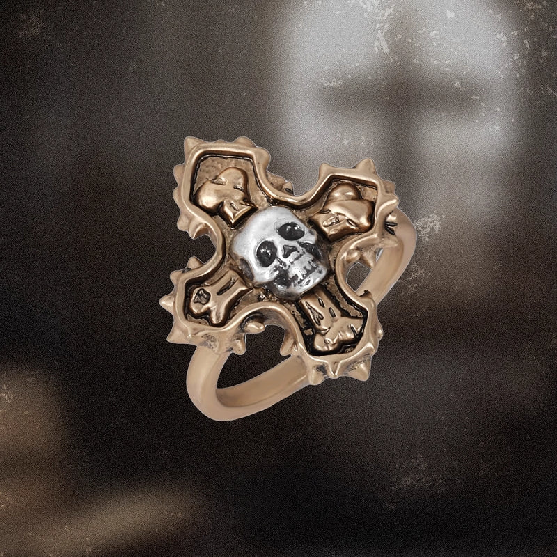 Crime and Punishment Skull Cross Ring