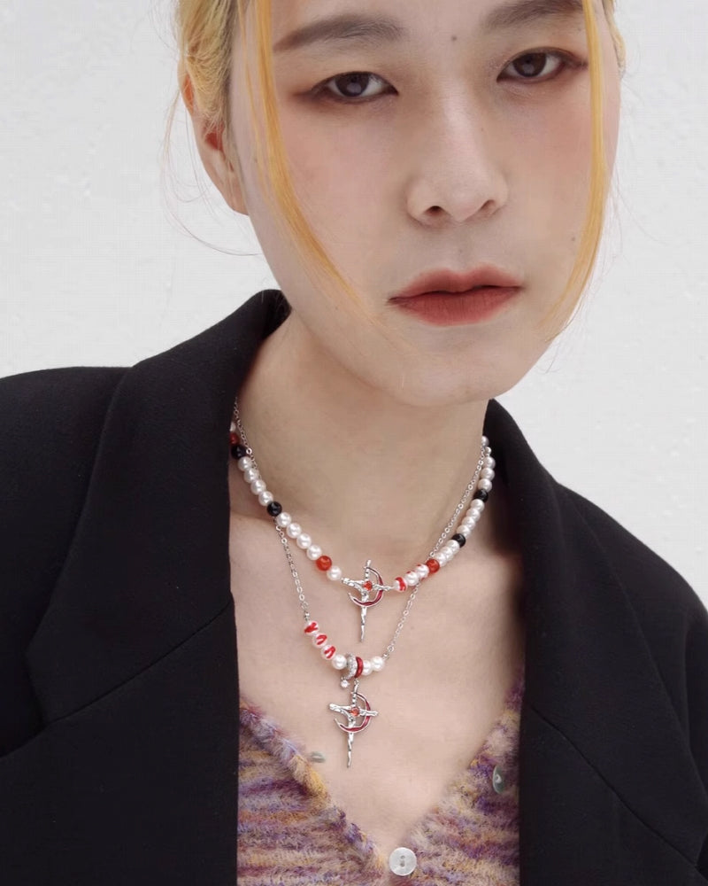 【Esak∞chi】Moon Cross Dark Necklace pg1233