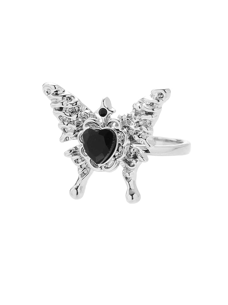 Black Love Butterfly Open Ring