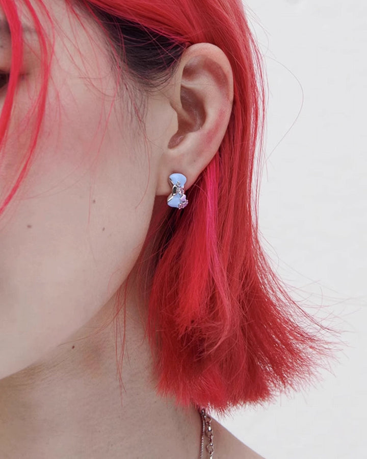 【Esak∞chi】Children's Fun Blue Bow Earrings pg418