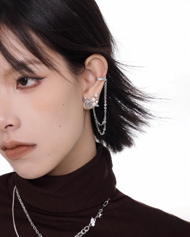 【SUMIYAKI】White Butterfly Cuff & Earrings pg1993