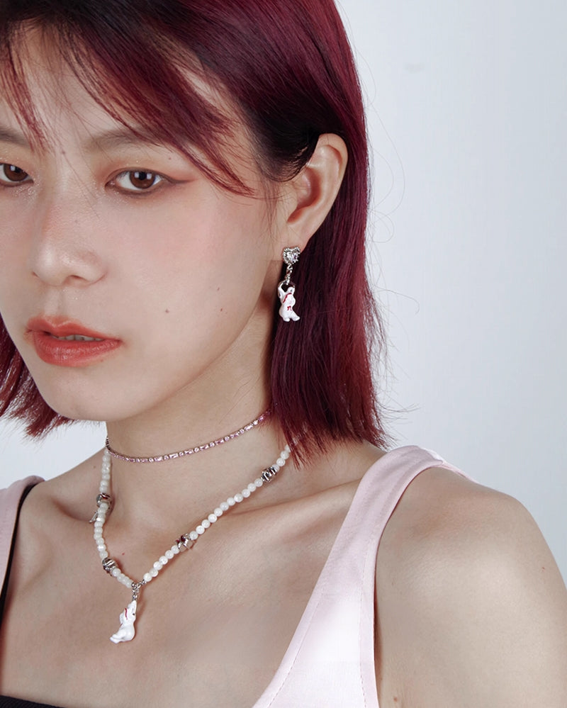 [Esak∞chi]Rabbit With Red Bandana Love Earrings pg1433