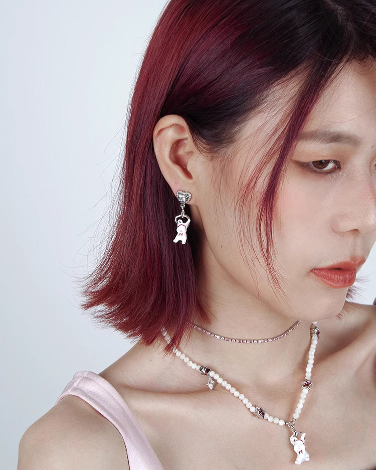 [Esak∞chi]Rabbit With Red Bandana Love Earrings pg1433
