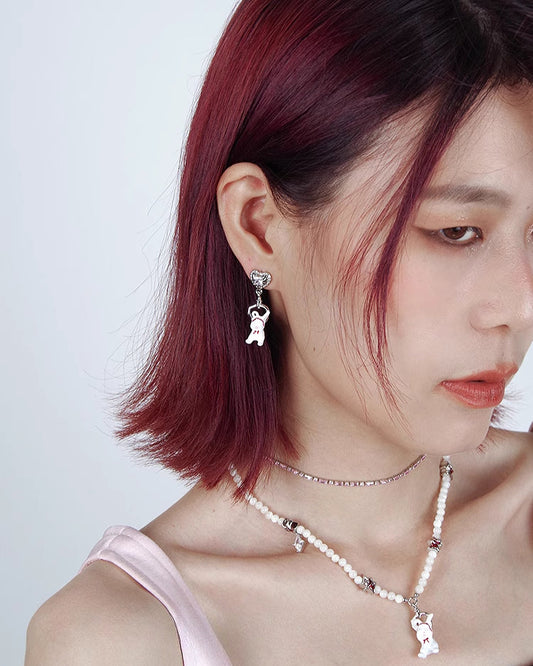 [Esak∞chi]Rabbit With Red Bandana Love Earrings pg1433
