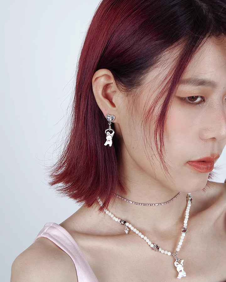 【Esak∞chi】Rabbit With Red Bandana Love Earrings pg1433