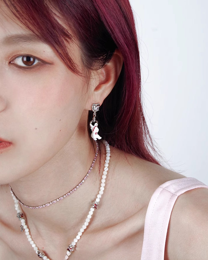 [Esak∞chi]Rabbit With Red Bandana Love Earrings pg1433