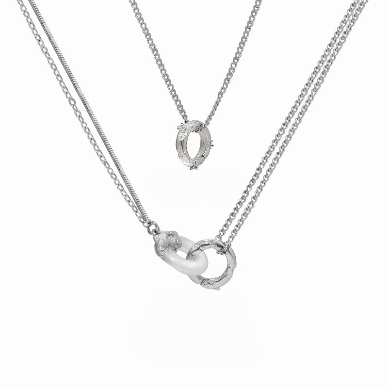 [1ST XULIE] Black And White Agate Necklace pg159