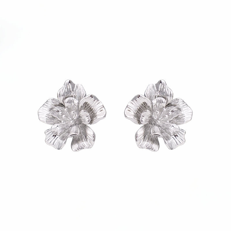 【SUMIYAKI】Liquid Metal Flower Earrings pg1090