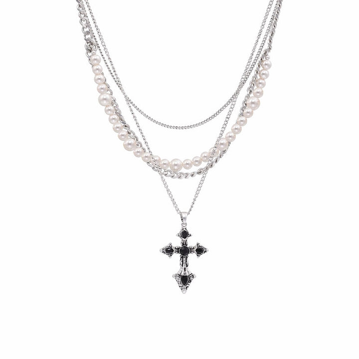 [SUMIYAKI] Baroque Cross Layers Necklace pg110