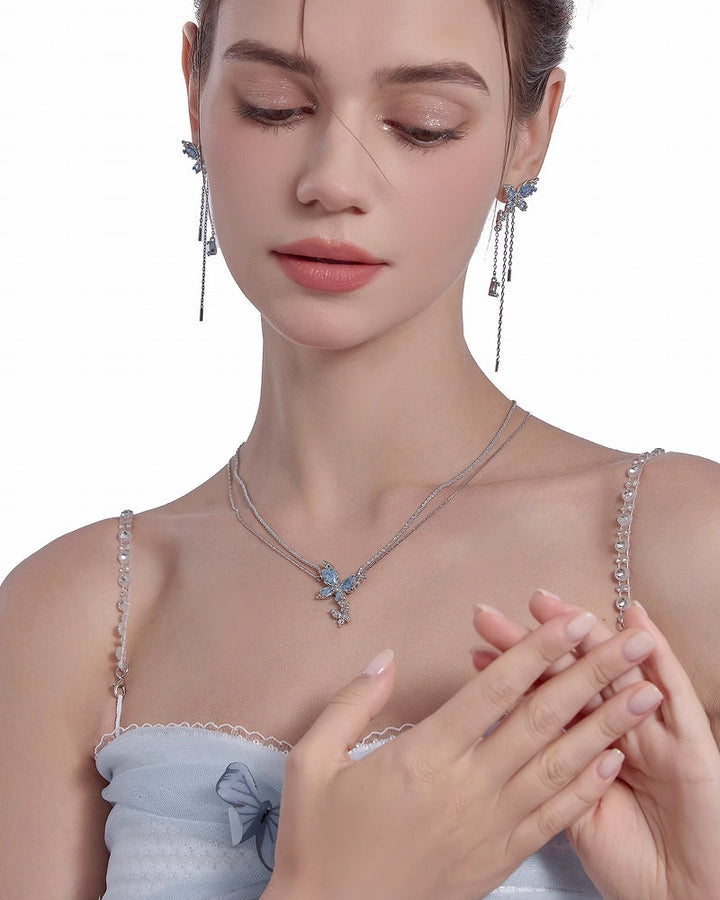 【MASW】Butterfly Dance Ice Blue Necklace pg281