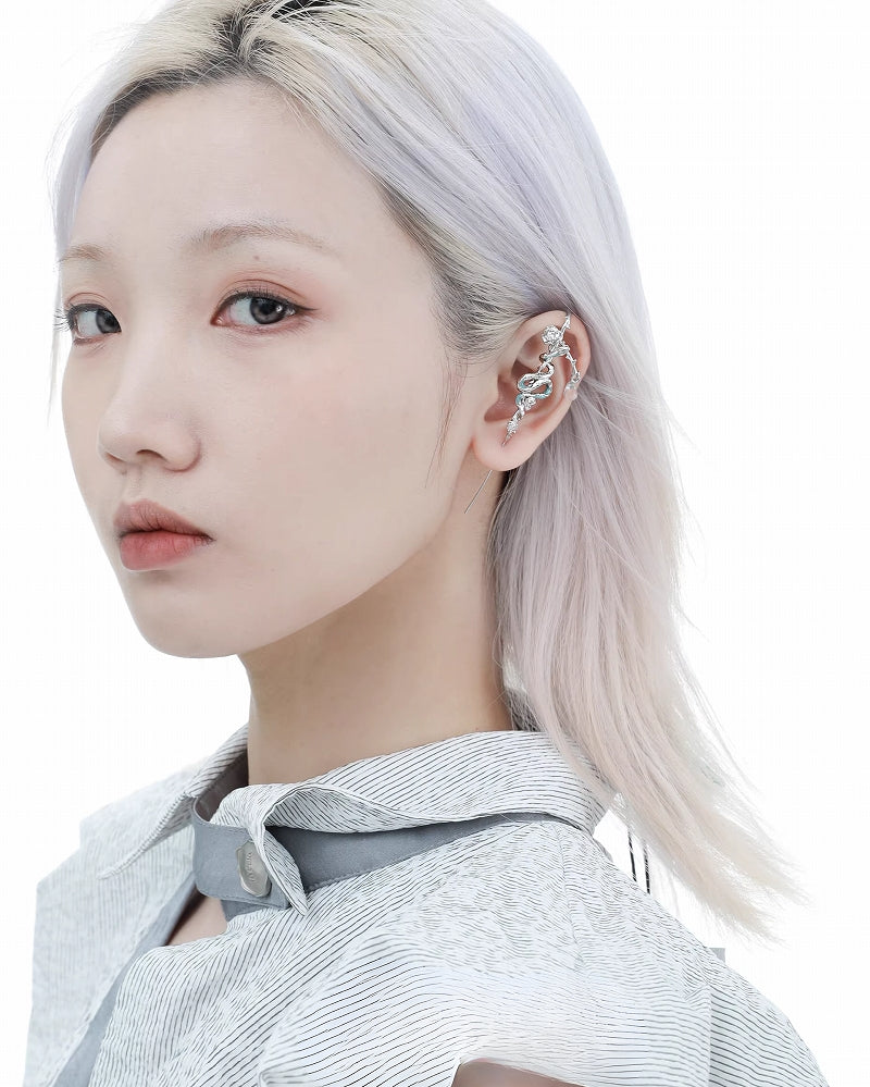 [1ST XULIE] Frozen Snake Lady Rose Earrings pg850