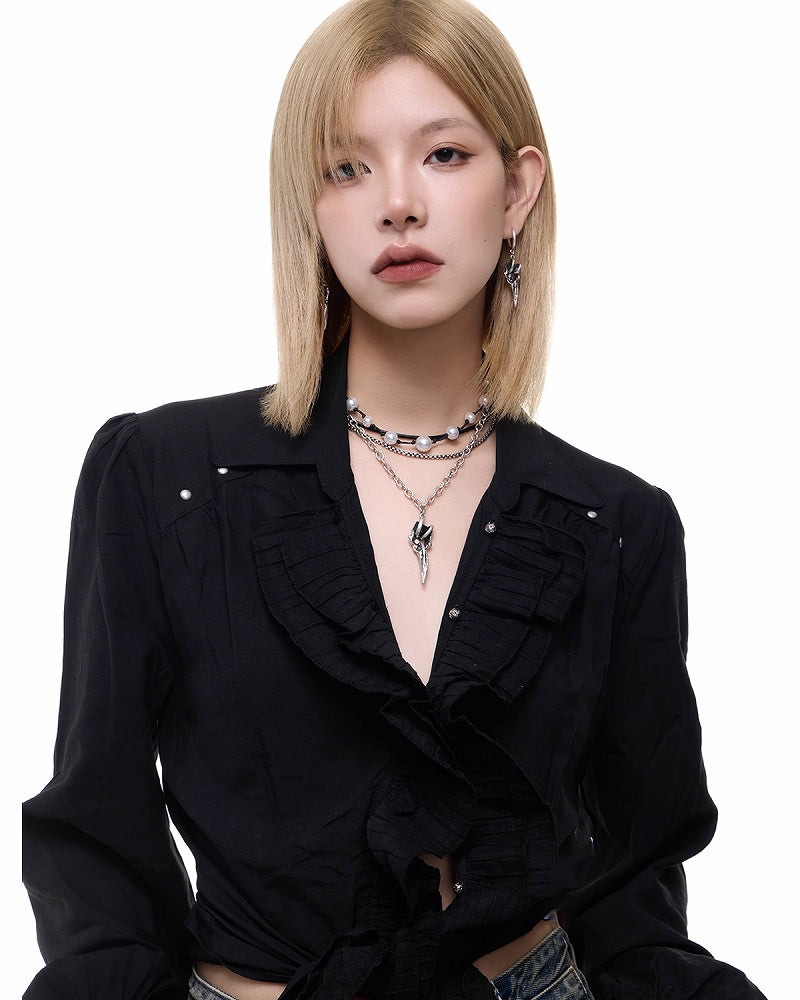 【SUMIYAKI】Fang Black Earrings pg739