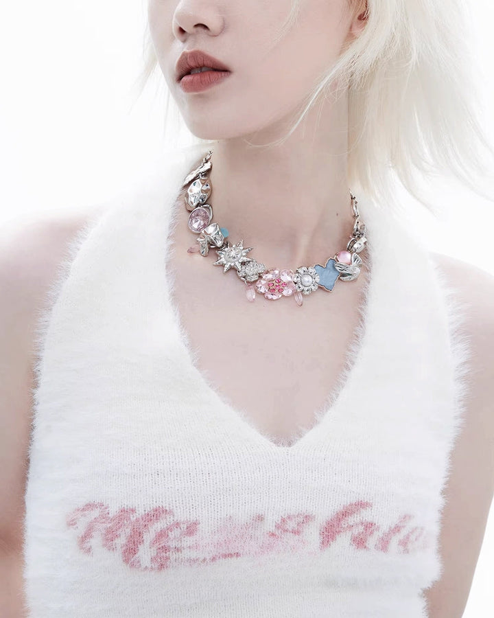 【1ST XULIE】Dopamine Color Treasure Button Necklace pg595