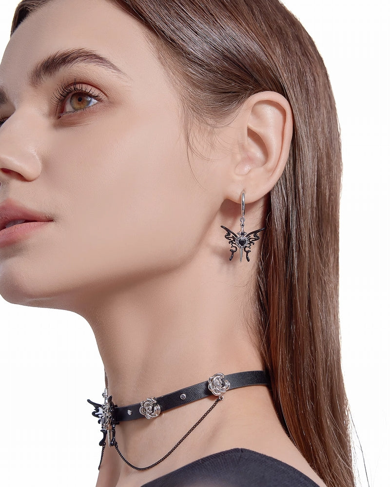 [MASW] Butterfly Dance Black Earrings pg258