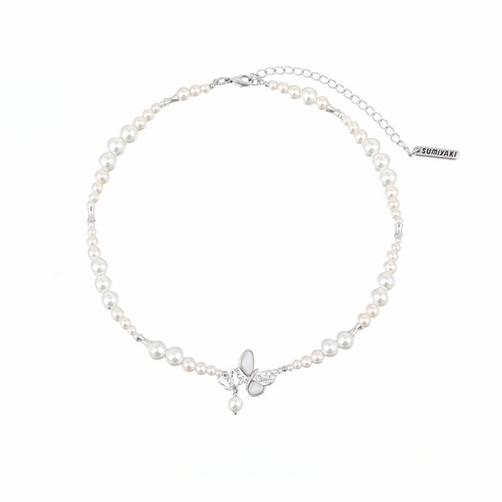 【SUMIYAKI】White Twin Butterflies Necklace pg2003