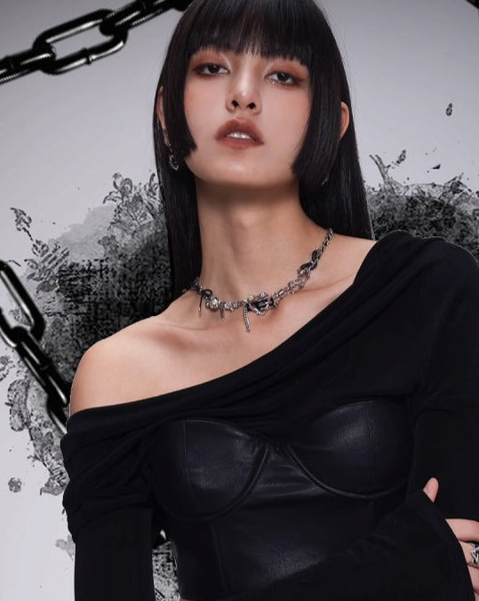 [SUMIYAKI] Punk Love Leather Necklace pg1409