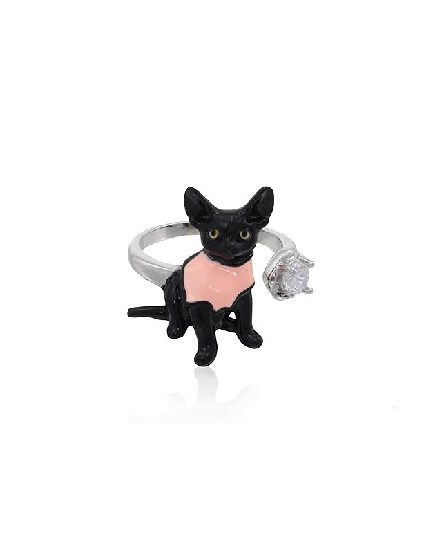 【SUMIYAKI】Devon Pink Clothes Cat Ring pg593