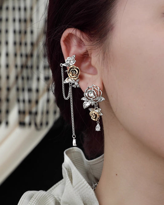 [1ST XULIE] Sunset Rose Asymmetrical Earrings pg1803