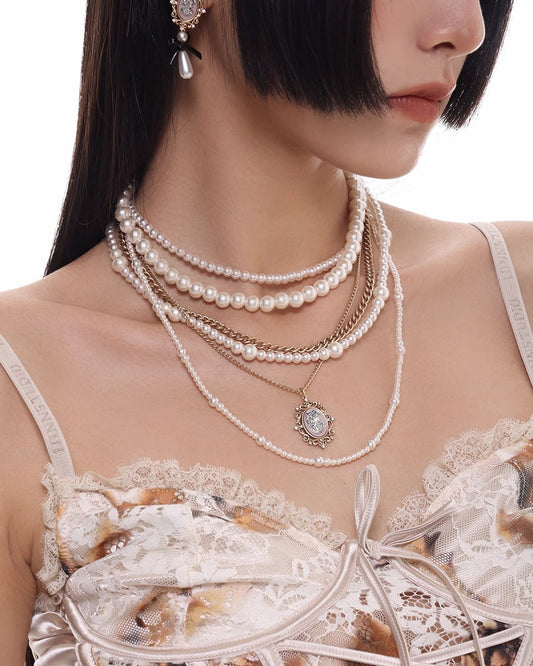 [SUMIYAKI] Picture Frame Retro Multi Layer Necklace pg1360