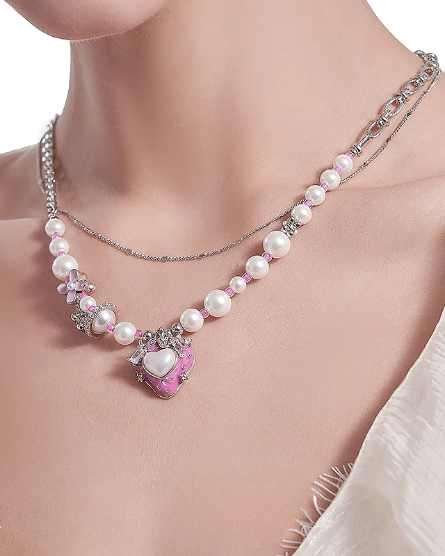 【MASW】Secret Garden Strawberry Layer Necklace pg1590