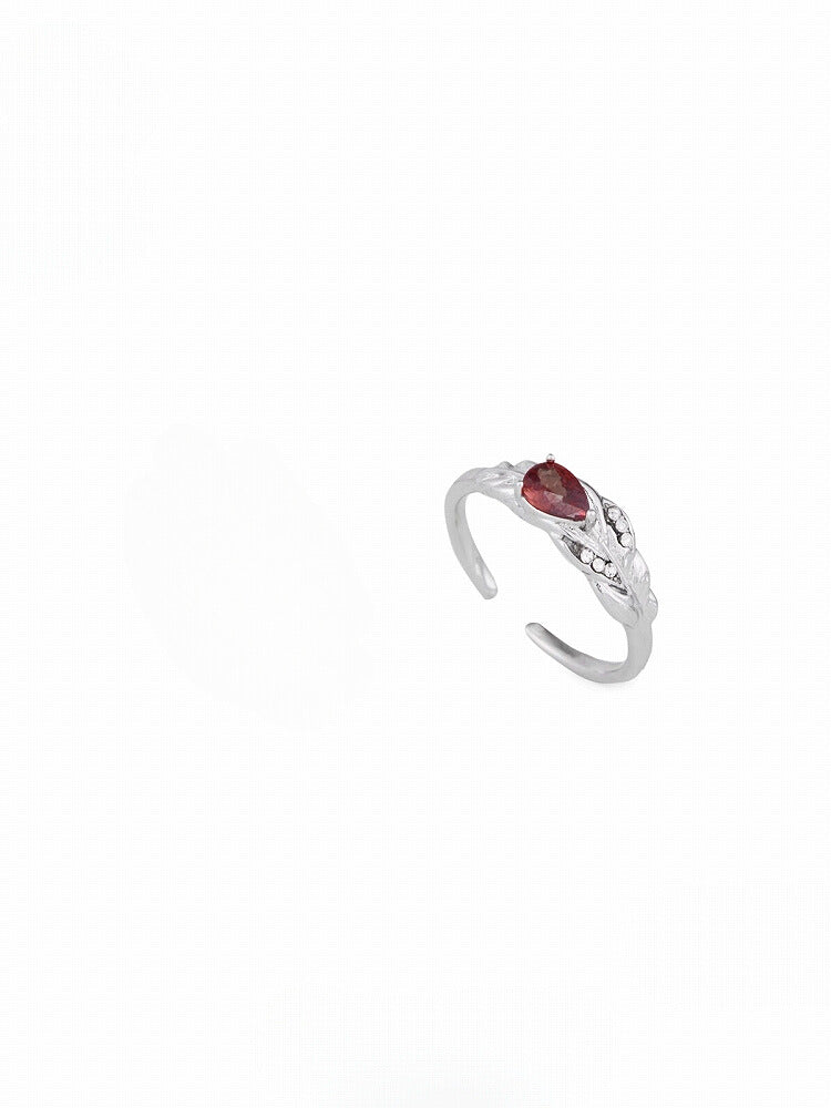 Feather Red Open Ring