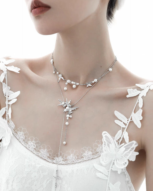 [1ST XULIE] Butterfly Bubble Pearl Necklace pg248