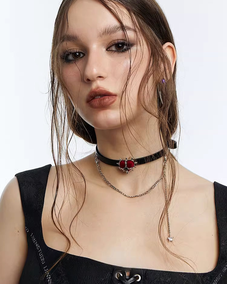 [OCTO VITA] Evil Girl Crazy Flower Heart Choker pg700