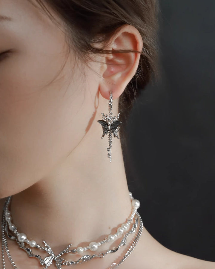 [1ST XULIE] Butterfly Skeleton Earrings 02 pg346