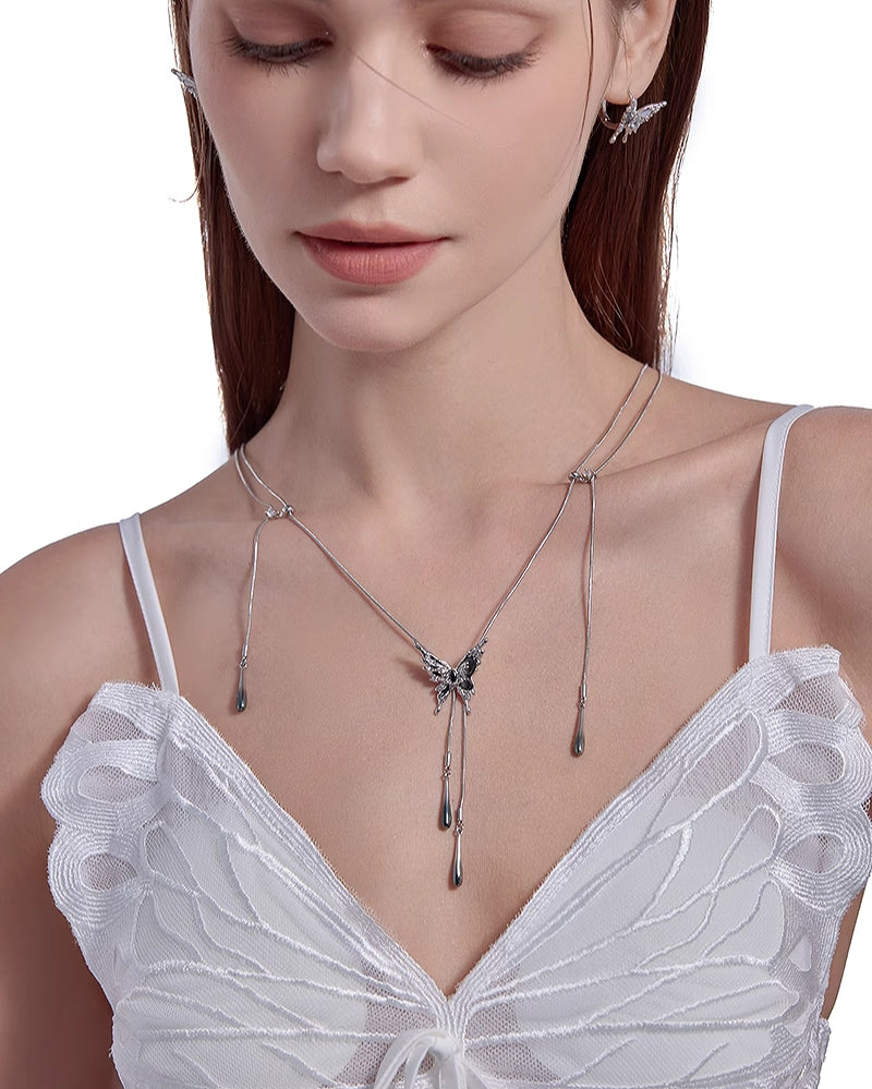 [MASW] Butterfly Dance Water Drop Necklace pg308