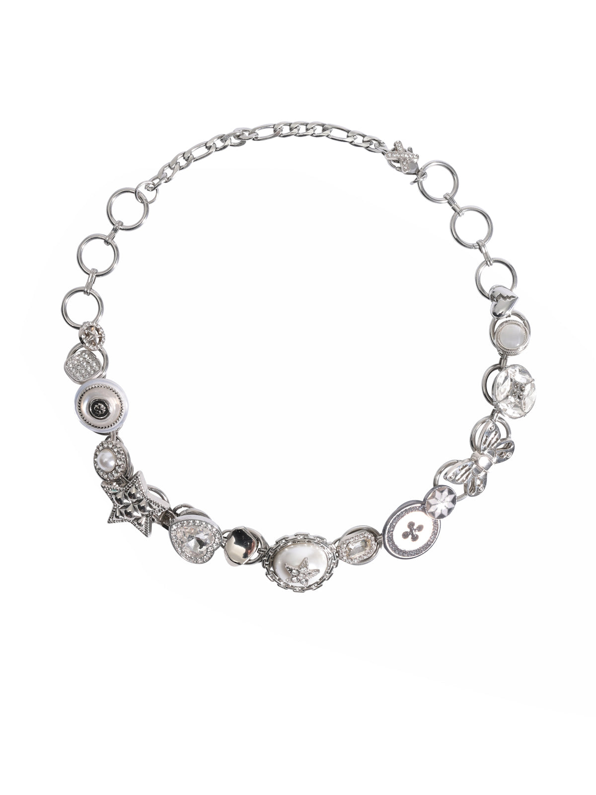 [Planktont Floating U Creature] Silver Button Necklace pg1608