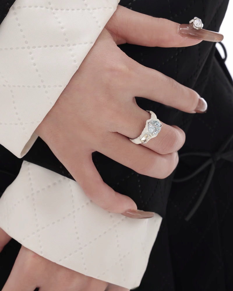 [SUMIYAKI] Rainbow Zirconia Drip Oil Ring pg1436