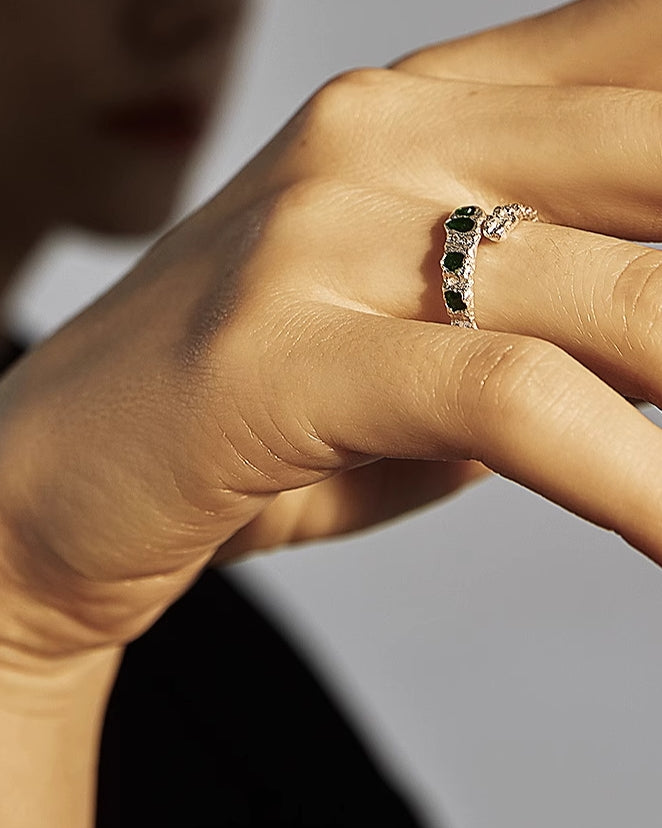 [FAITMAIN] Drip Glaze Serpentine Green Ring pg652