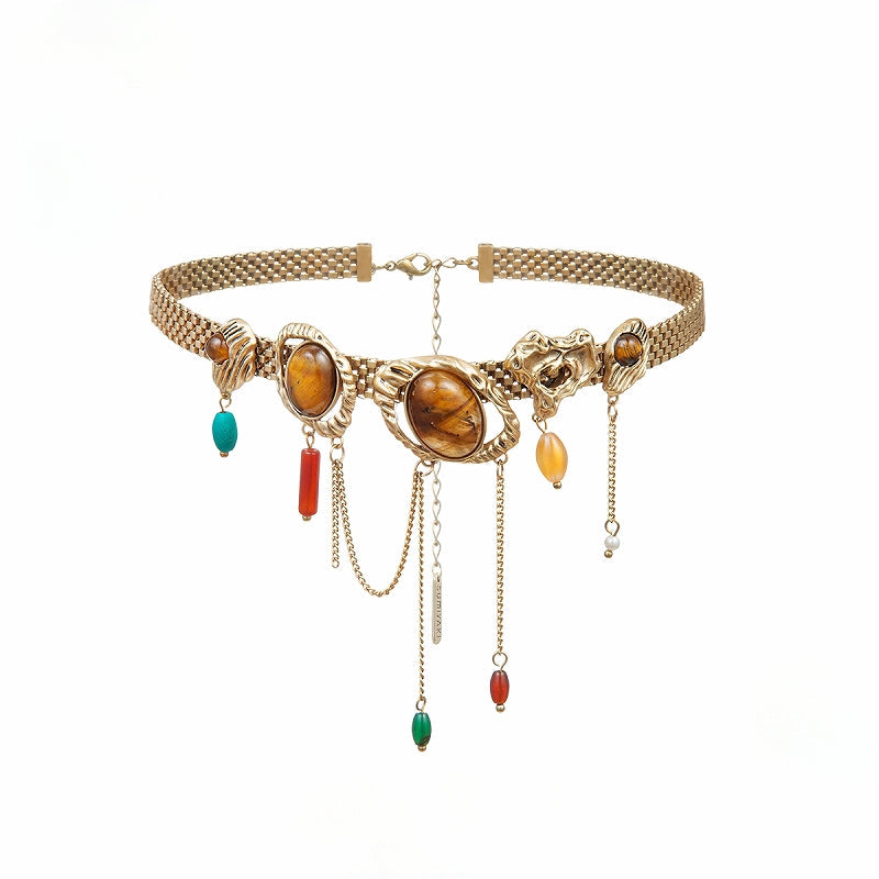 Yadan Tiger Eye Tassel Choker