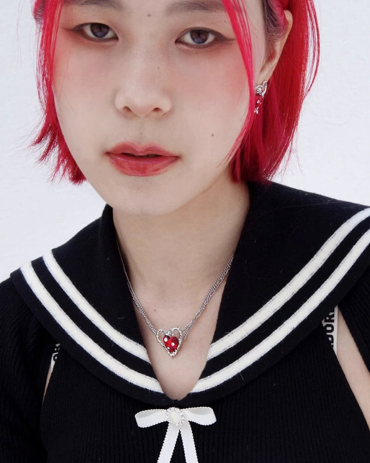 【Esak∞chi】Thorn Strawberry Love Double Layer Necklace pg1890