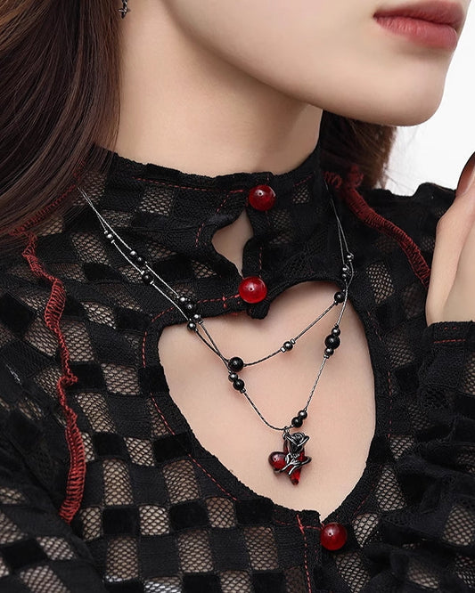 Red Love Rose Layer Necklace