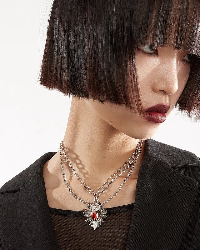 【Hard Candy】Lightning Sacred Heart Layer  Necklace pg1080