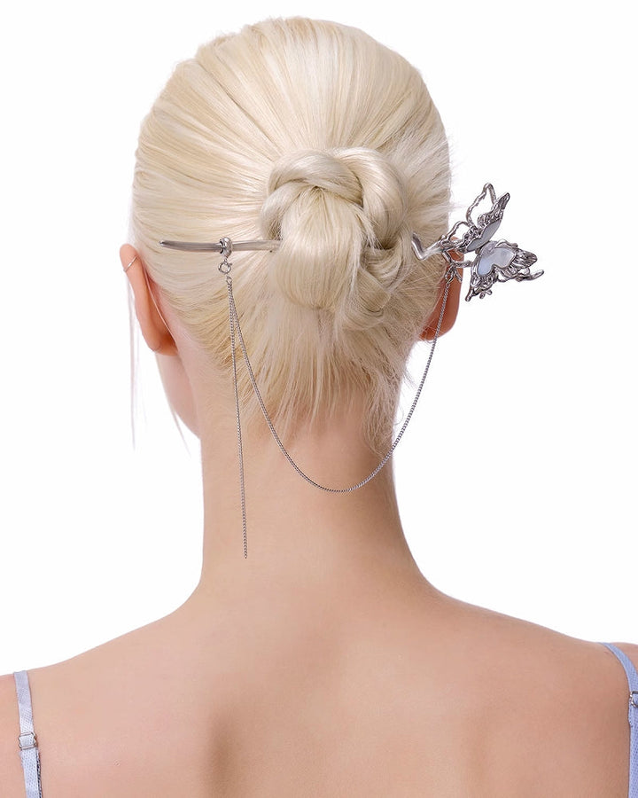 【SUMIYAKI】White Butterfly Tassel Hairpin pg1999